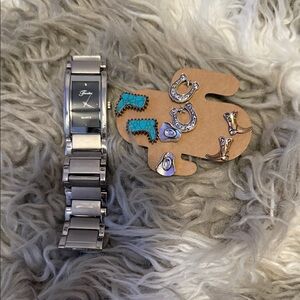 Silver Watch and Earring Set